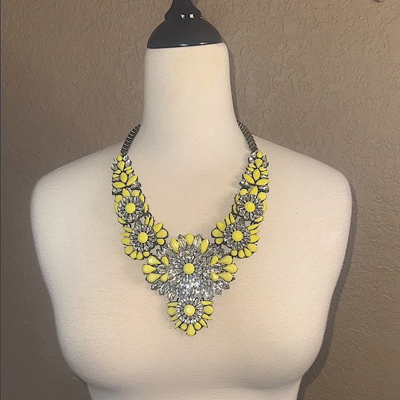 Jewelry - Apolonia Neon Yellow Crystal Stone Cluster Statement Necklace
